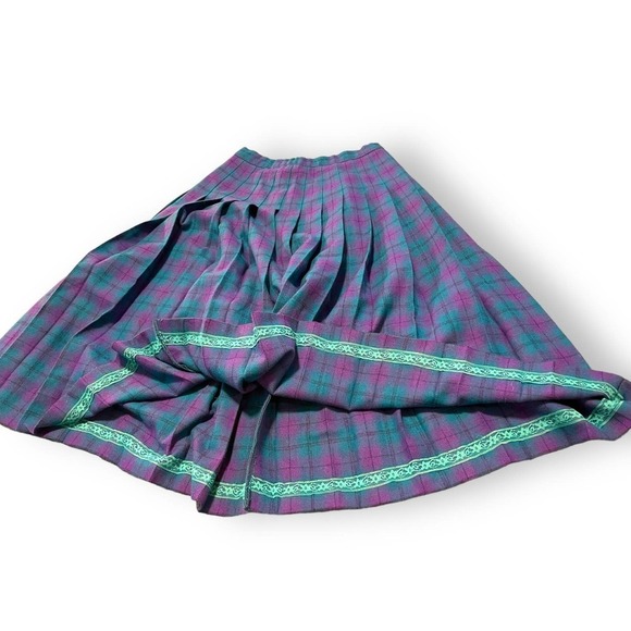 VTG Pendlenton Wool Tartan Pleaded Chic Preppy Midi Skirt Women's Purple 10 - Picture 3 of 10